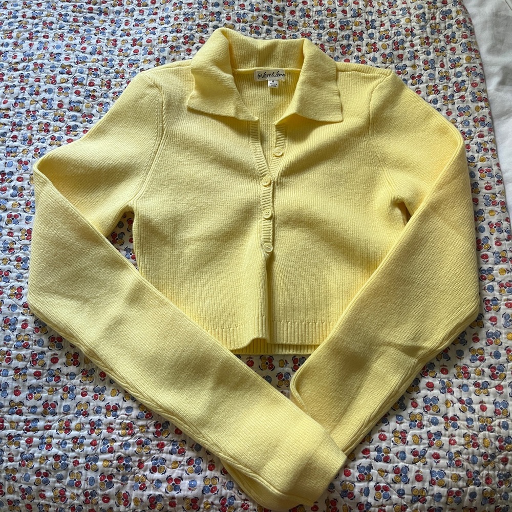 For love and lemons Mona cropped polo sweater